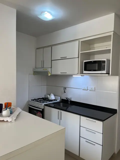 Cocina equipada con microondas y anafe